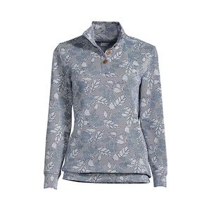 *NWT* Lands' End Deep Sea Navy Chevron Floral Sport Knit Pullover